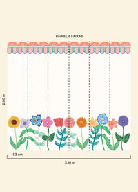 Papel de Parede Infantil Quintal Florido - Painel