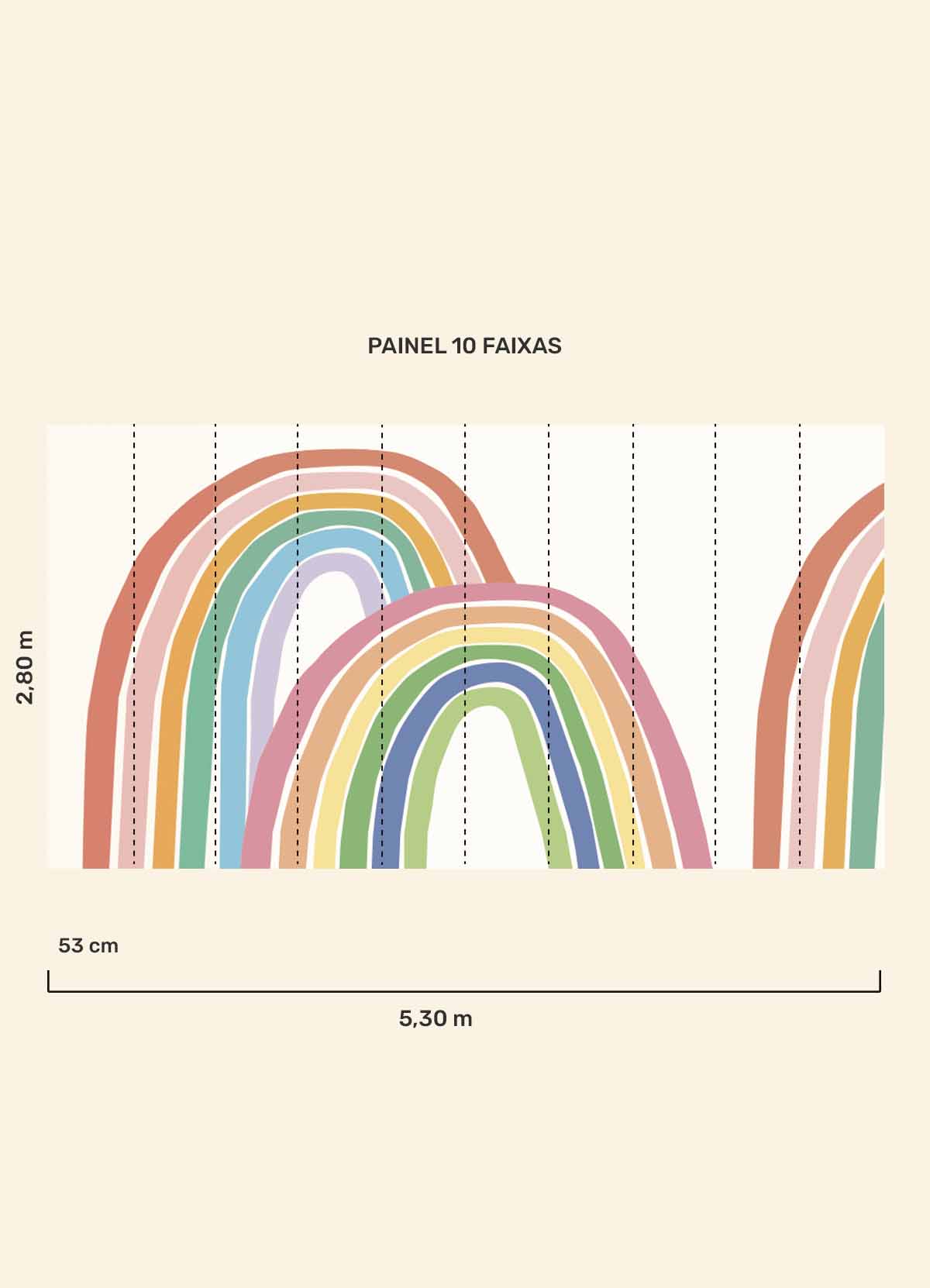 Papel de Parede Infantil Além do Arco-íris Suave - Painel