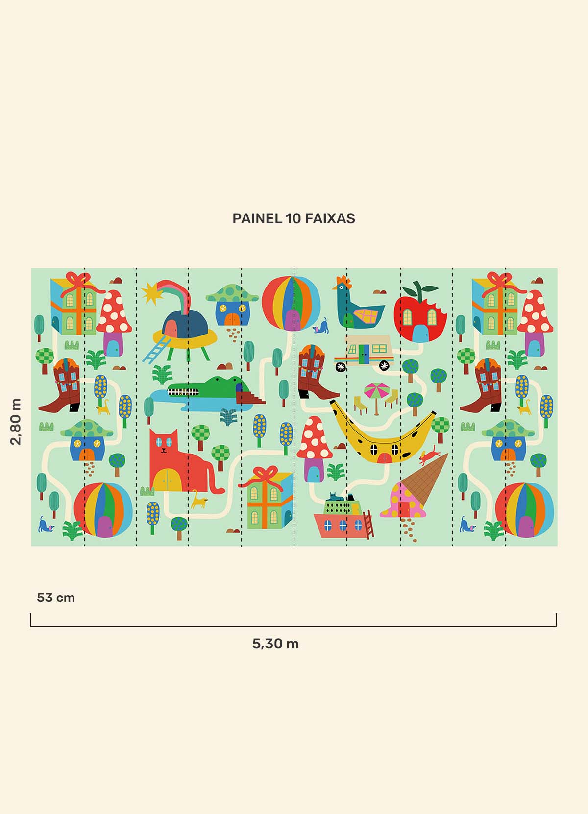 Papel de Parede Infantil Casas Extravagantes - Painel