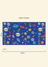 Papel de Parede Infantil Cosmos Azul - Painel