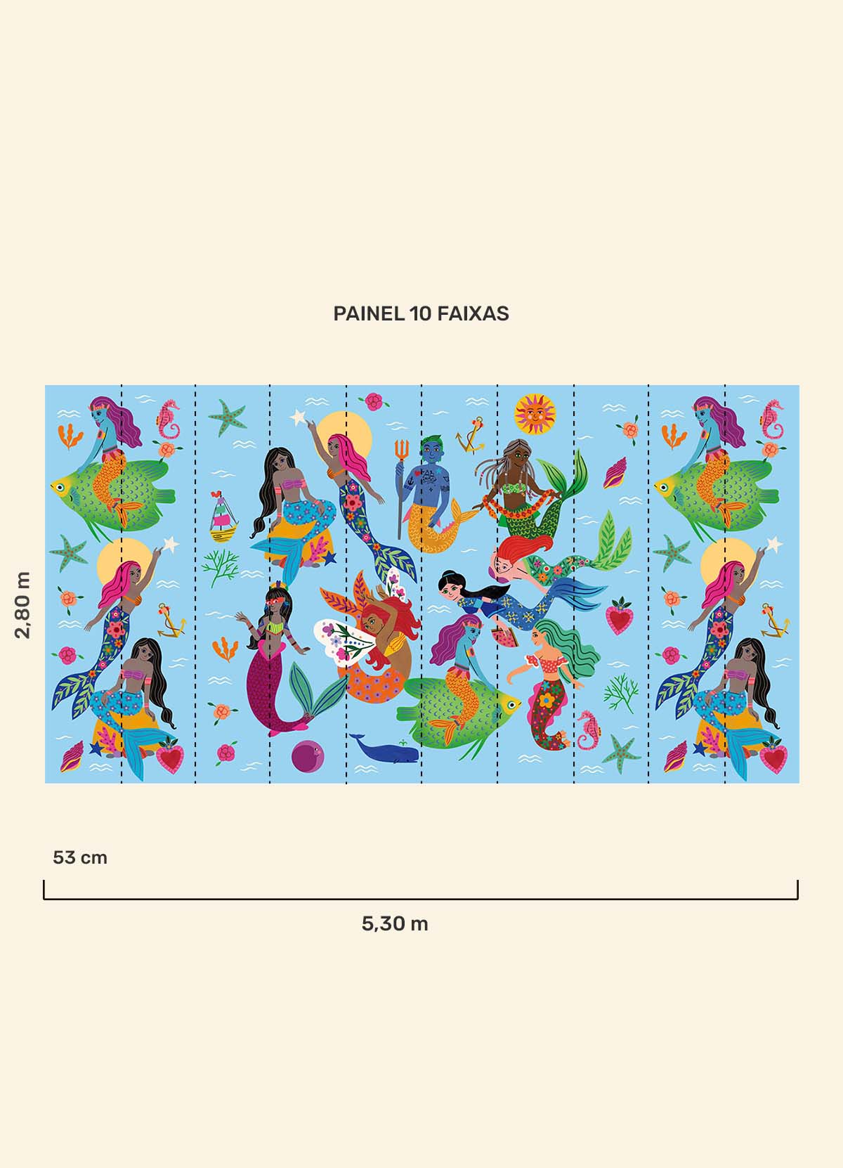 Papel de Parede Infantil Lenda das Sereias - Painel