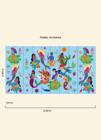 Papel de Parede Infantil Lenda das Sereias - Painel