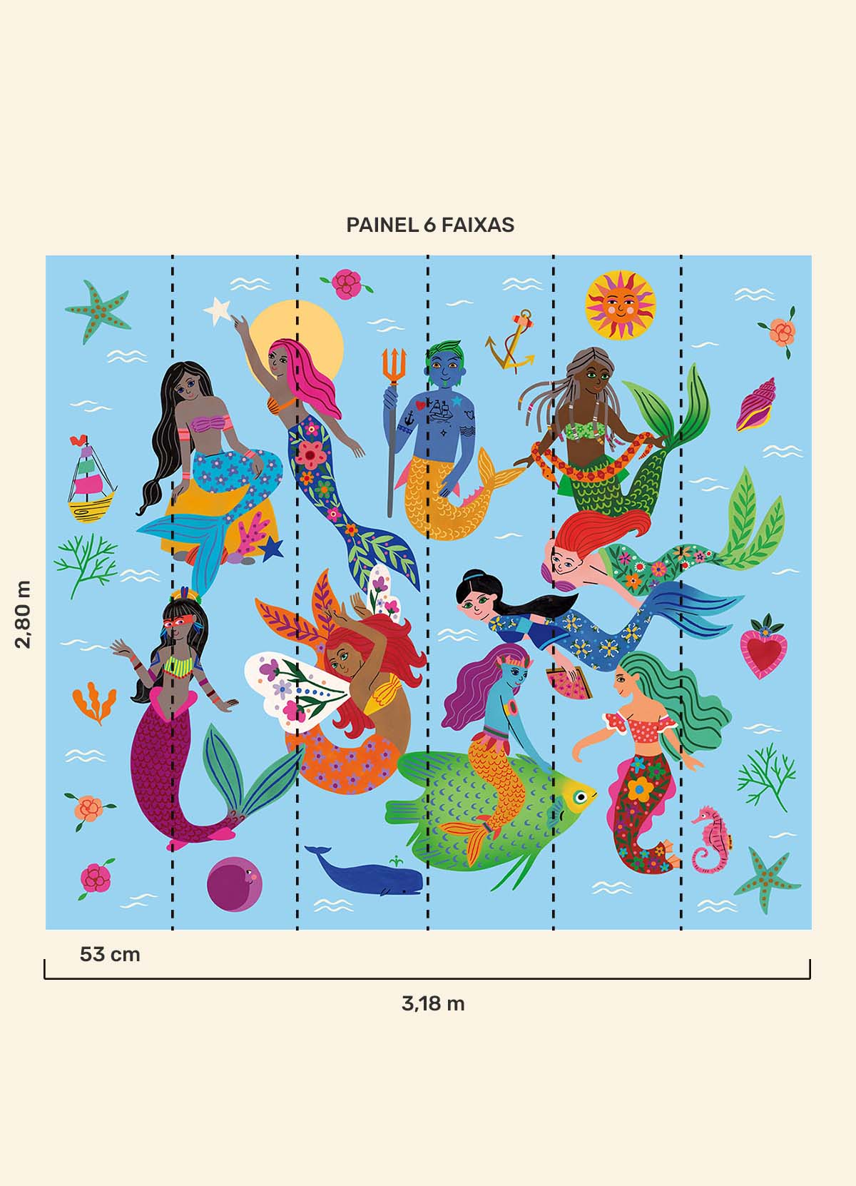 Papel de Parede Infantil Lenda das Sereias - Painel