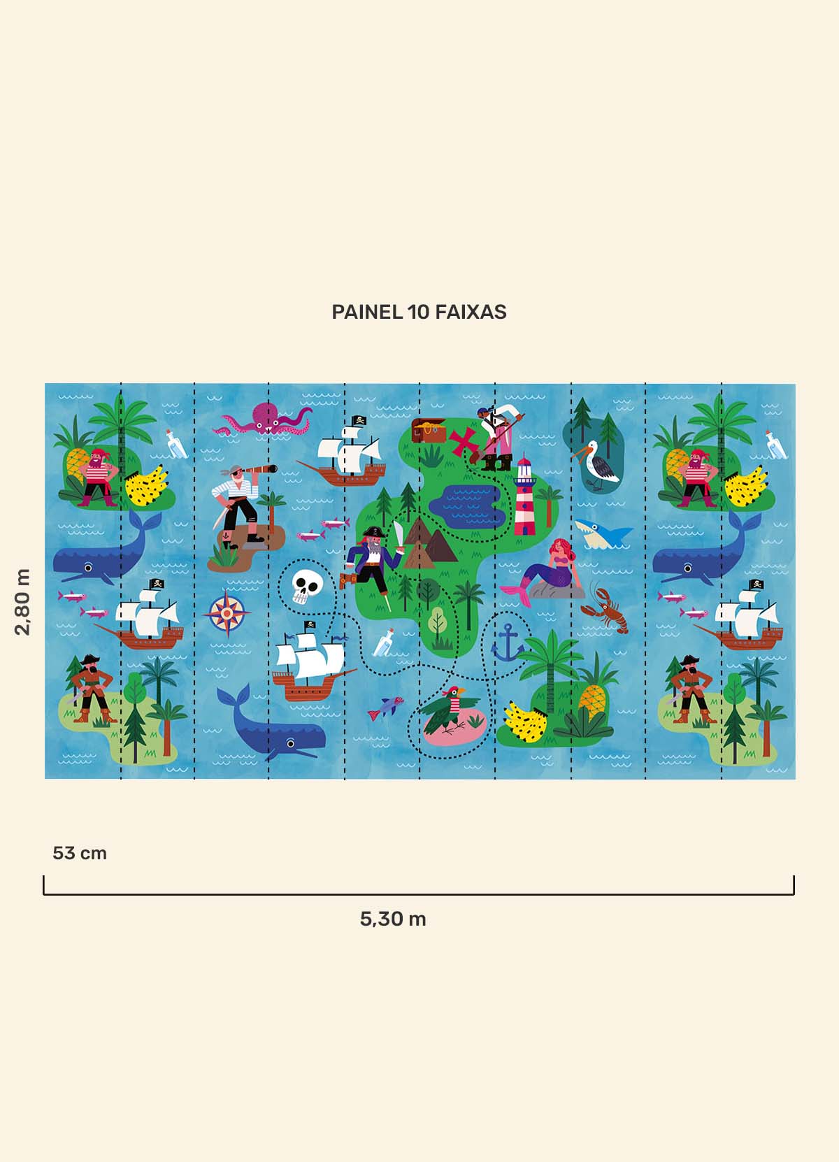 Papel de Parede Infantil Mapa de Tesouro - Painel