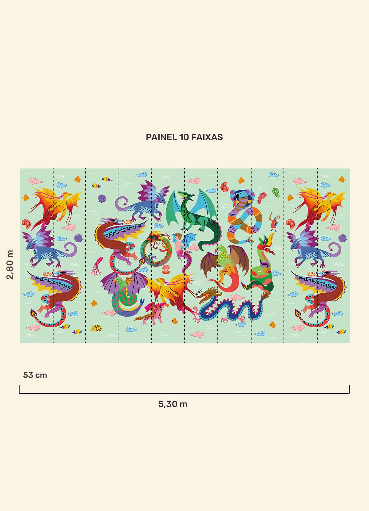 Papel de Parede Infantil Reino dos Dragões - Painel