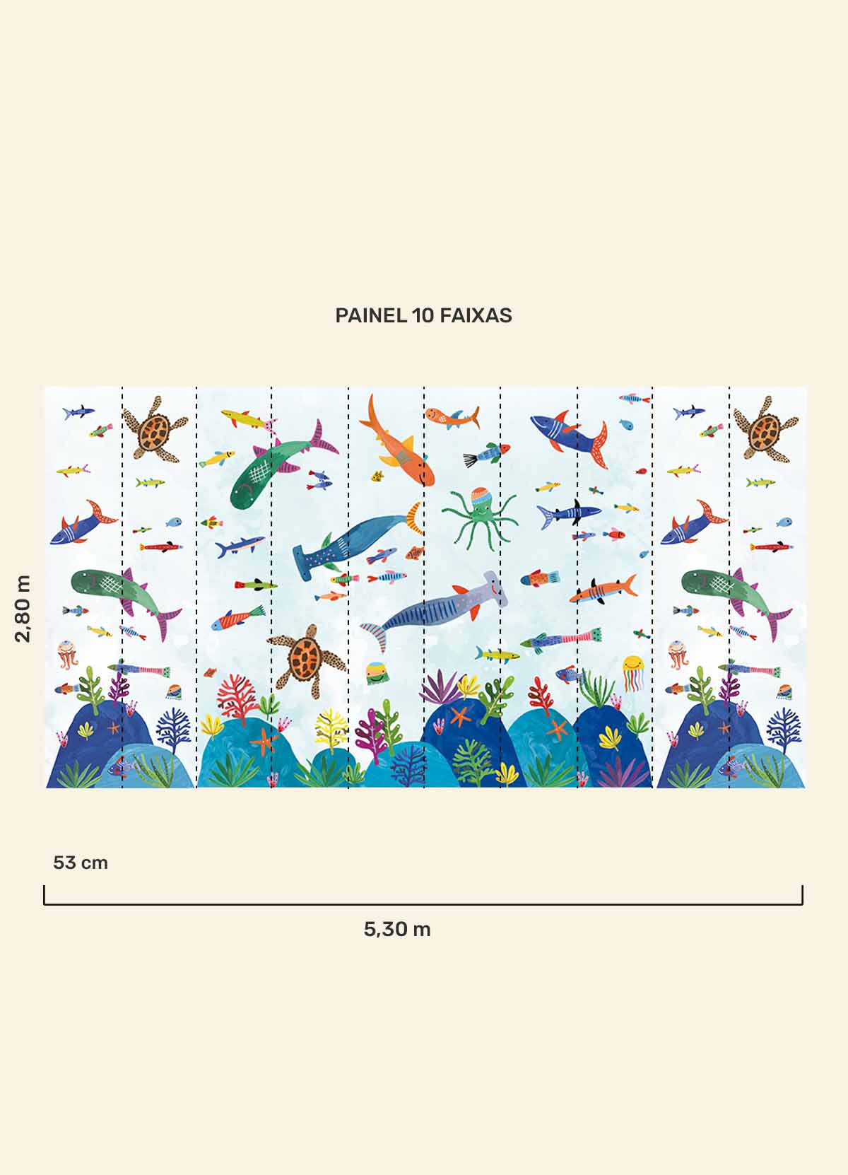 Papel de Parede Infantil Tubarão - Painel