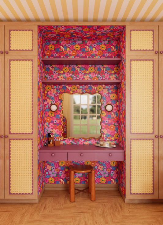 Papel de Parede Infantil - Buquê de Flores Roxo