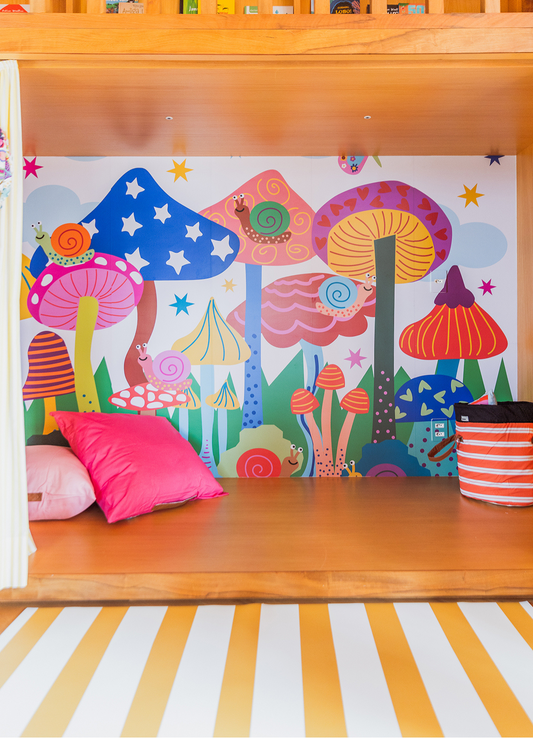 Papel de Parede Infantil Floresta de Cogumelos - Painel