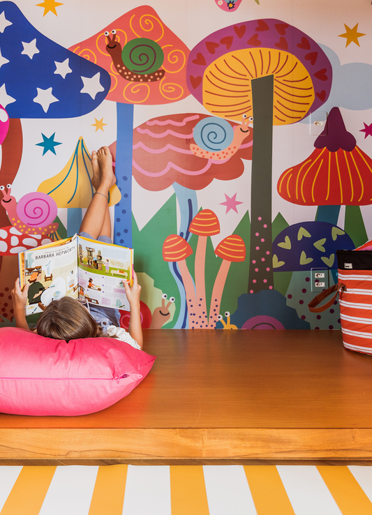 Papel de Parede Infantil Floresta de Cogumelos - Painel