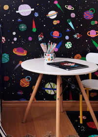 Papel de Parede Infantil - Cosmos Preto