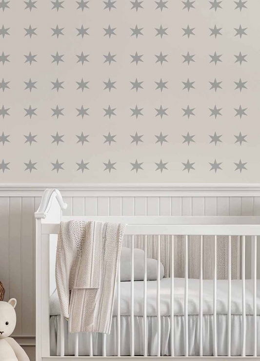 Papel de Parede Infantil - Estrela Cinza