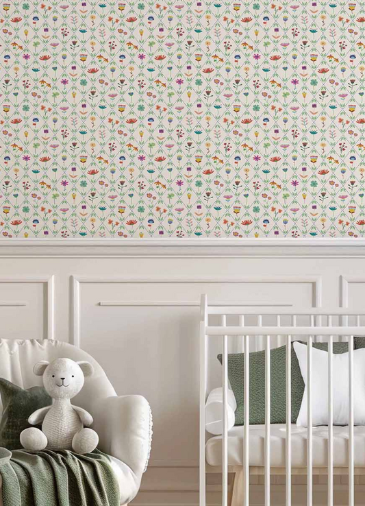 Papel de Parede Infantil - Floral Casa de Campo