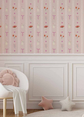 Papel de Parede Infantil - Flores e Coelhinhos