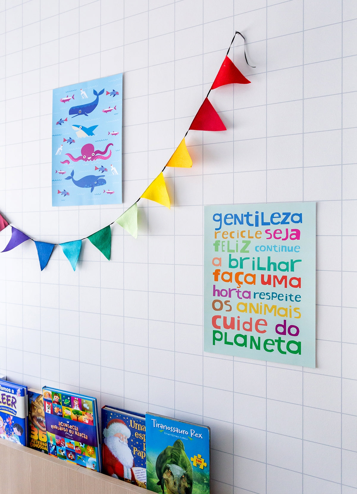 Papel de Parede Infantil - Quadriculado Grid Cinza