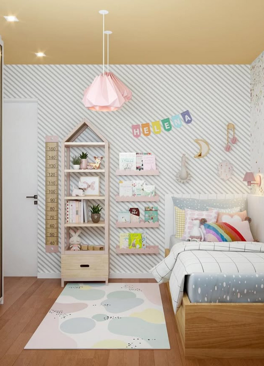 Papel de Parede Infantil - Listrado Diagonal Cinza