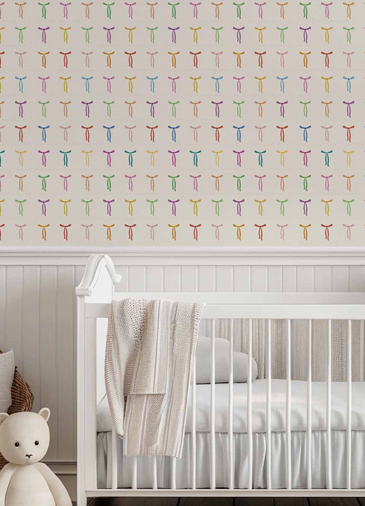 Papel de Parede Infantil - Lacinhos Coloridos