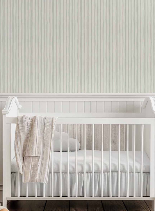 Papel de Parede Infantil - Listrado Fino Irregular Verde Água