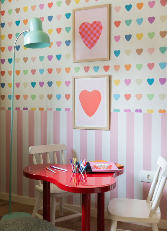 Papel de Parede Infantil - Listrado Largo Regular Rosa Doçura