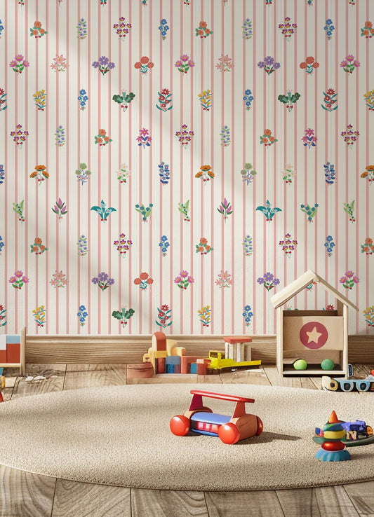 Papel de Parede Infantil - Jardim Listrado
