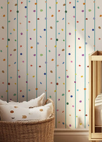 Papel de Parede Infantil - Listrado Bolinhas