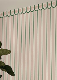 Papel de Parede Infantil - Listrado Broto de Rosas