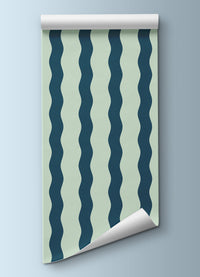 Papel de Parede Infantil - Listrado Ondas Acampamento