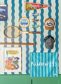 Papel de Parede Infantil - Listrado Ondas Acampamento