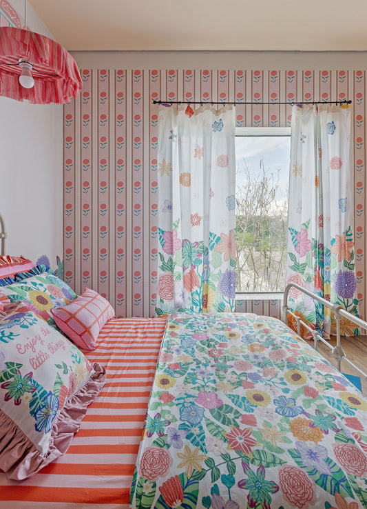 Papel de Parede Infantil - Listrado Roseira