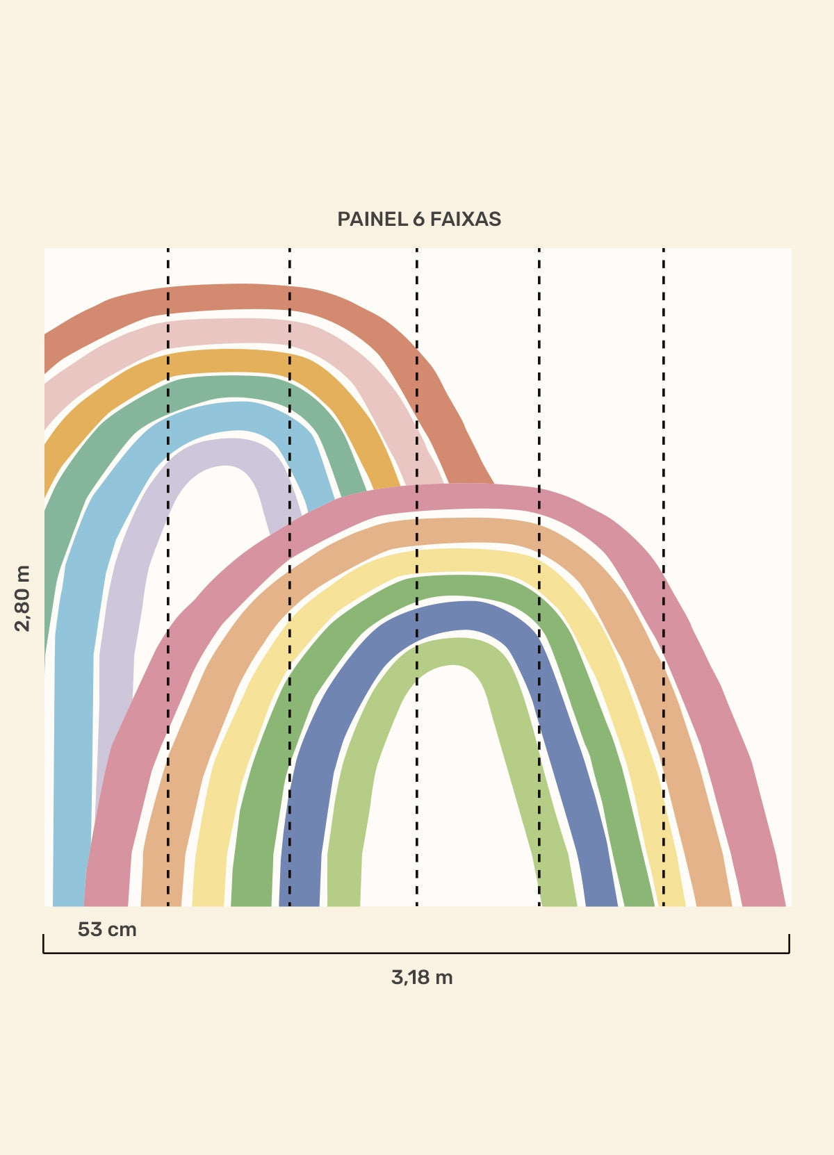 Papel de Parede Infantil Além do Arco-íris Suave - Painel