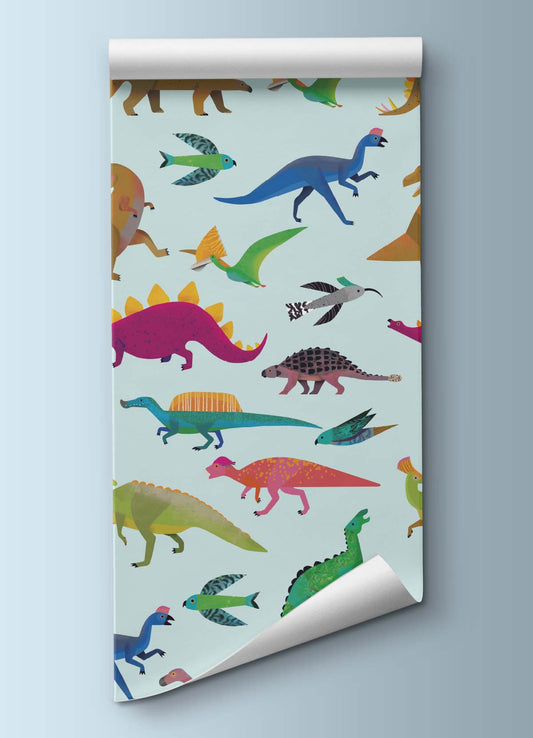 Papel de Parede Infantil - Dinossauro Azul