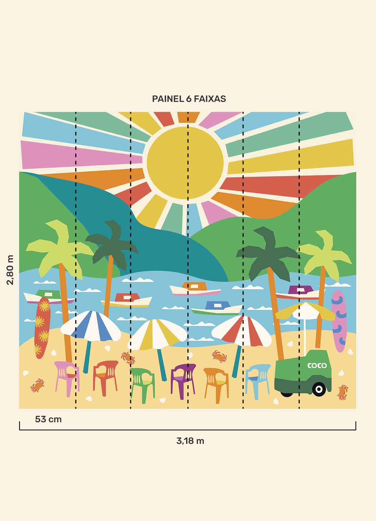 Papel de Parede Infantil Férias de Verão - Painel