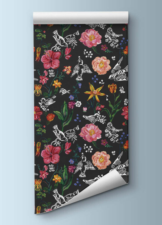 Papel de Parede Infantil - Floral Noite Nathalie Lété