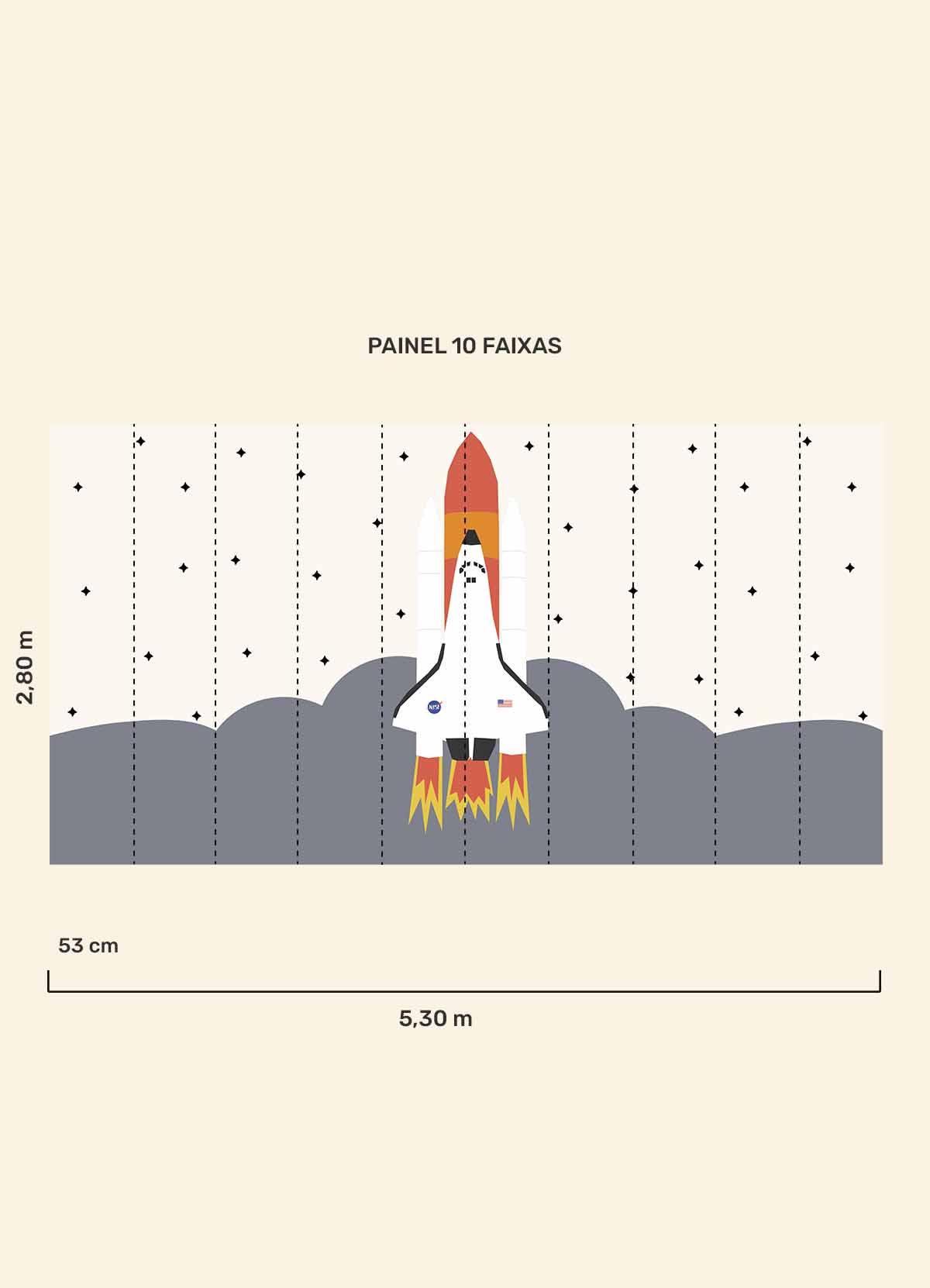 Papel de Parede Infantil Foguete - Painel