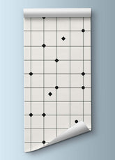 Papel de Parede Infantil - Grid Bolinhas P&B