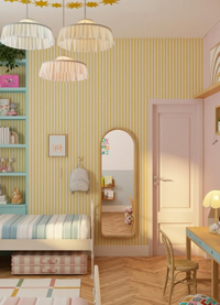 Papel de Parede Infantil - Listradinho Amarelo Casa Verde