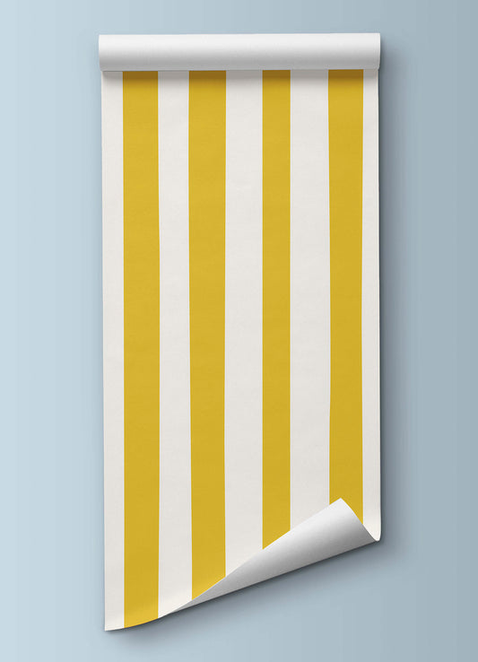 Papel de Parede Adesivo - Listrado Mostarda