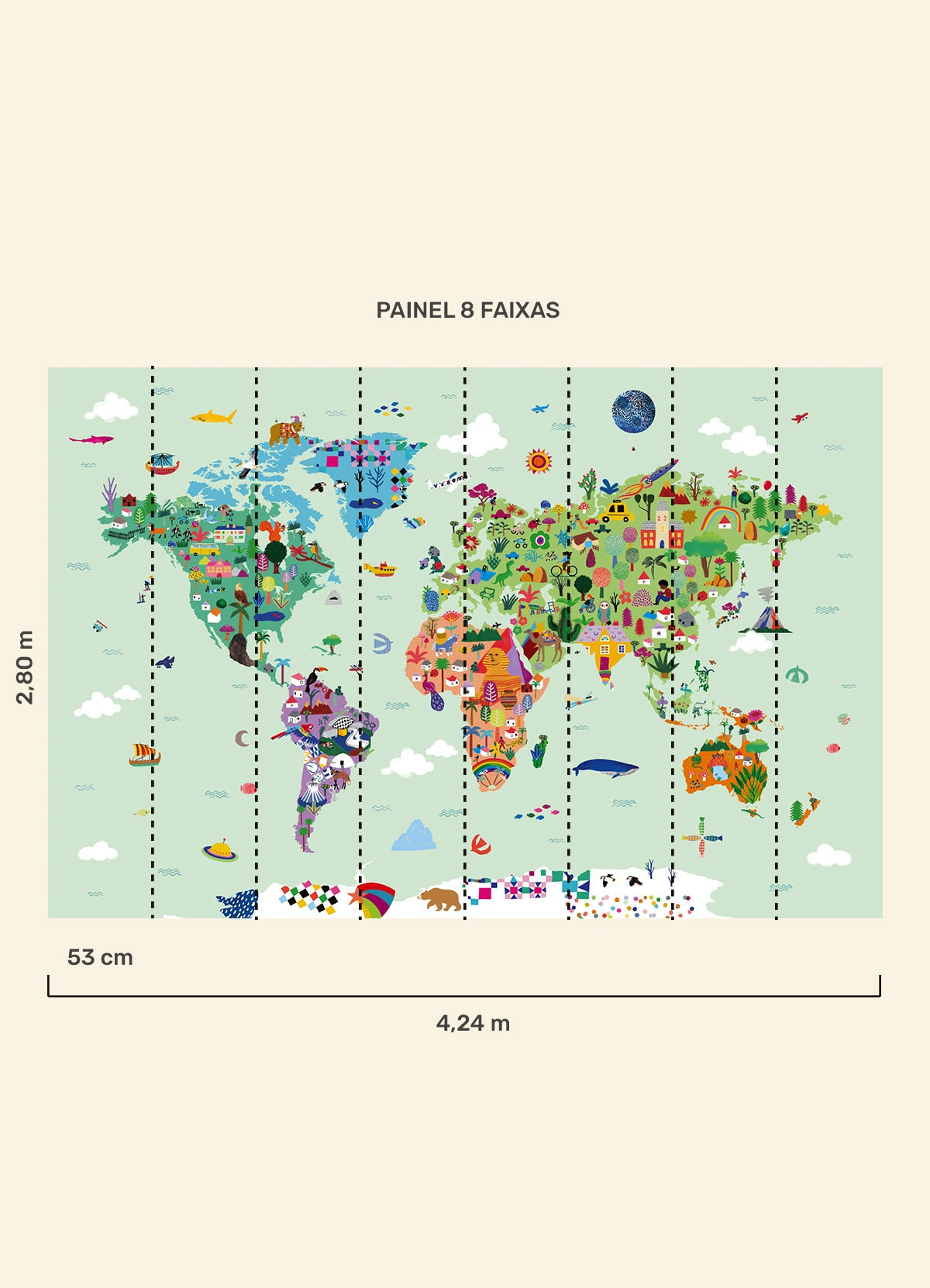 Papel de Parede Infantil Mapa-Múndi - Painel