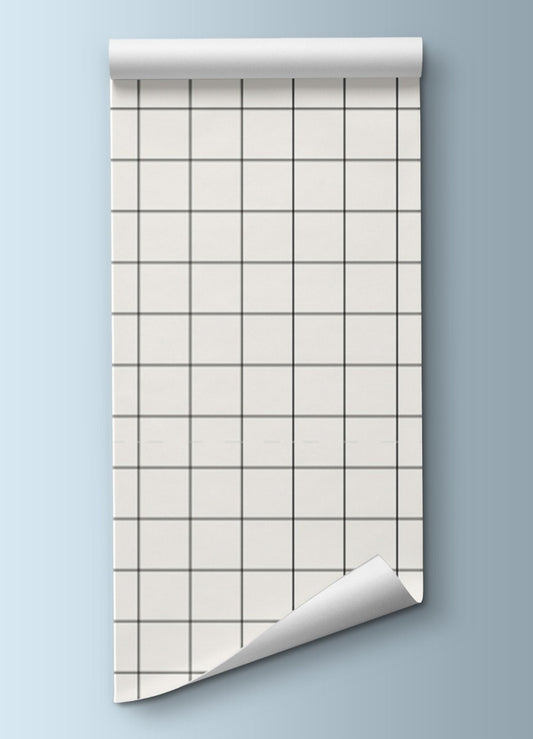 Papel de Parede Infantil - Quadriculado Grid Preto