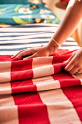 Peseira Tricot com Babado - Listrado Peônia