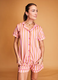 Pijama Americano Adulto Curto - Listrado Flor de Cacau