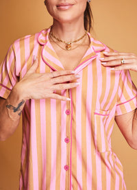 Pijama Americano Adulto Curto - Listrado Flor de Cacau
