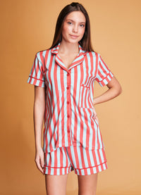 Pijama Americano Adulto Curto - Listrado Náutico