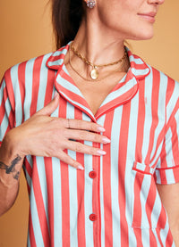 Pijama Americano Adulto Curto - Listrado Náutico