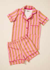 Pijama Americano Infantil Curto - Listrado Flor de Cacau