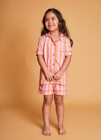 Pijama Americano Infantil Curto - Listrado Flor de Cacau
