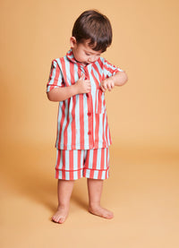Pijama Americano Infantil Curto - Listrado Náutico