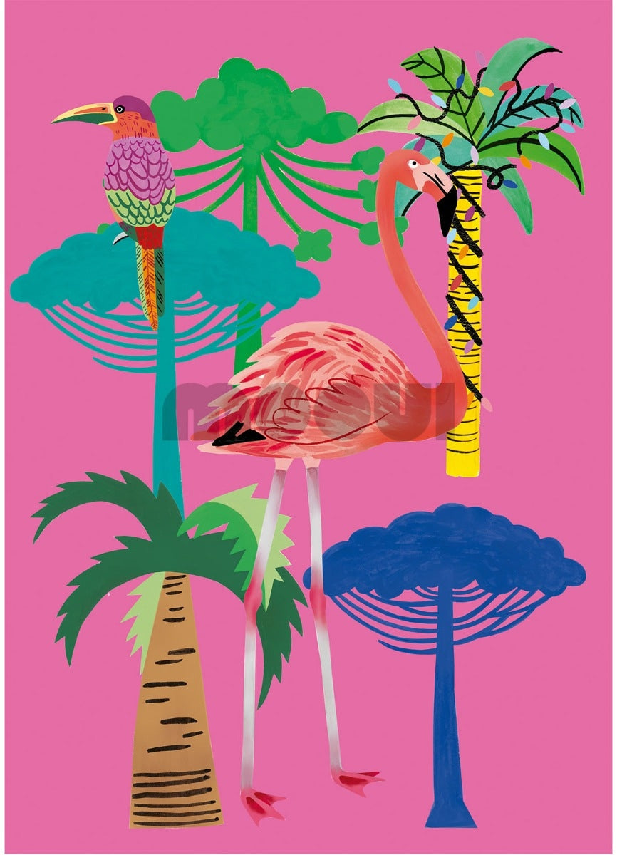 Pôster Infantil - Flamingo Tropical