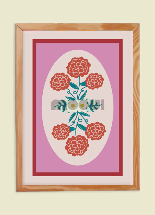 Pôster Infantil - Moldura de Camélias
