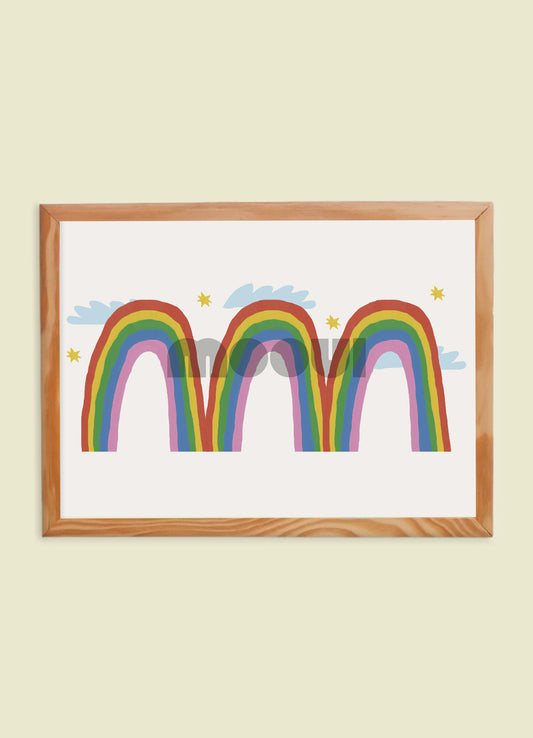 Pôster Infantil - Arco-íris Triplo