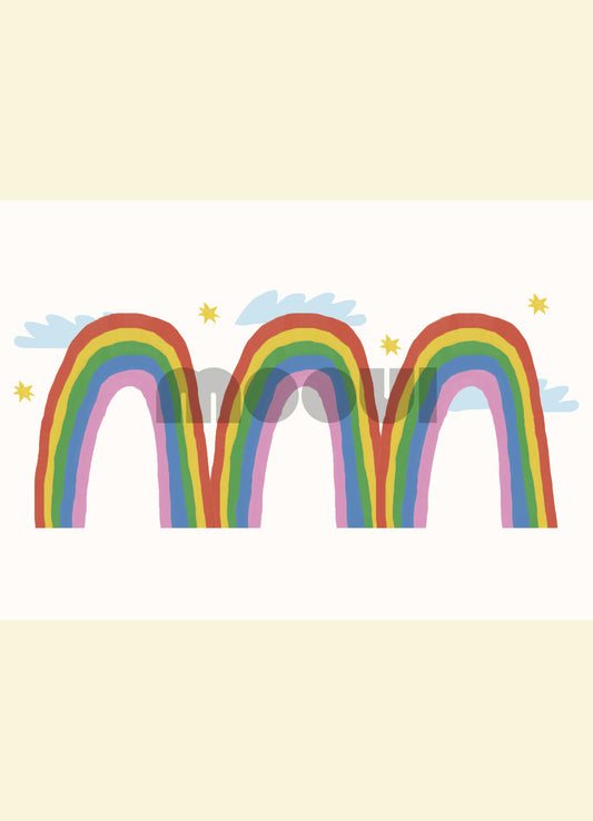 Pôster Infantil - Arco-íris Triplo